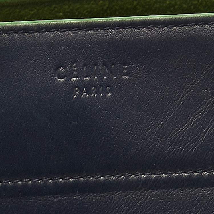 Pre Owned Céline Navy Blue/Green Leather Medium Phantom Luggage Tote