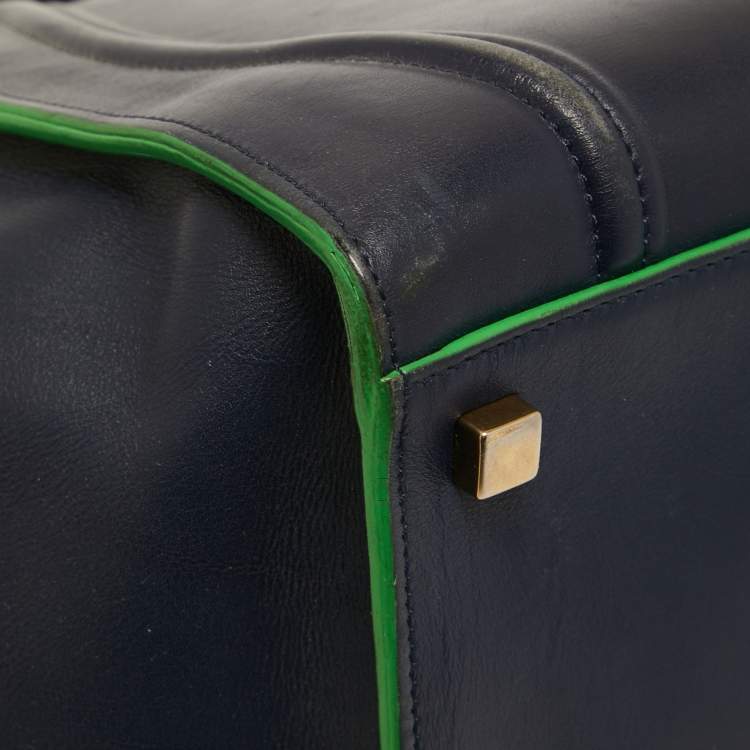 Pre Owned Céline Navy Blue/Green Leather Medium Phantom Luggage Tote