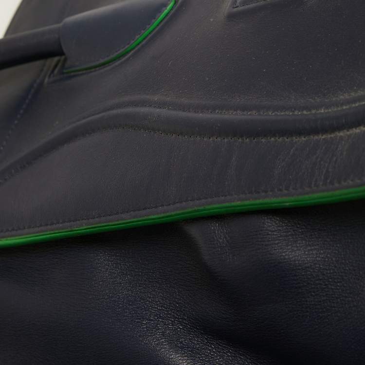 Pre Owned Céline Navy Blue/Green Leather Medium Phantom Luggage Tote