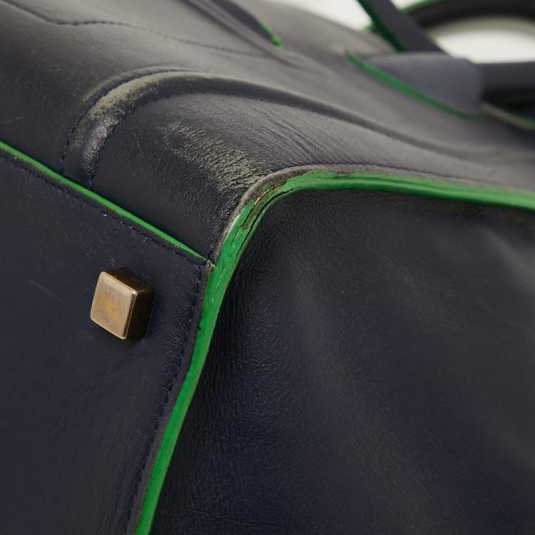 Pre Owned Céline Navy Blue/Green Leather Medium Phantom Luggage Tote