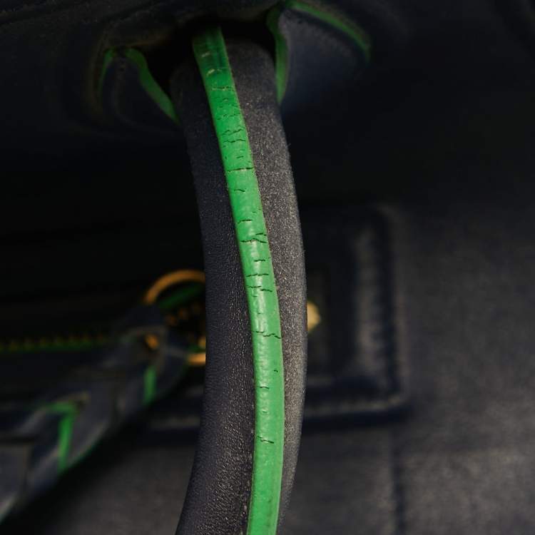 Pre Owned Céline Navy Blue/Green Leather Medium Phantom Luggage Tote
