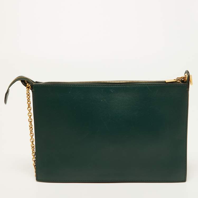 Pre Owned Celine Tri Color Leather and Python Medium Pocket Chain Clutch