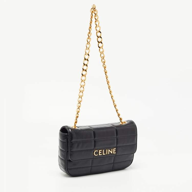 مملوكة مسبقًا Celine Black Quilted Leather Chain Shoulder Bag