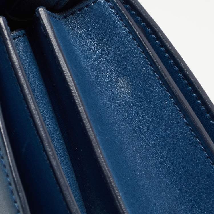 Pre Owned Celine Blue Leather Medium Classic Box Shoulder Bag