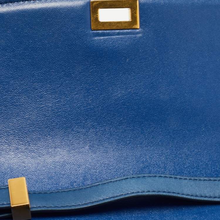 Pre Owned Celine Blue Leather Medium Classic Box Shoulder Bag