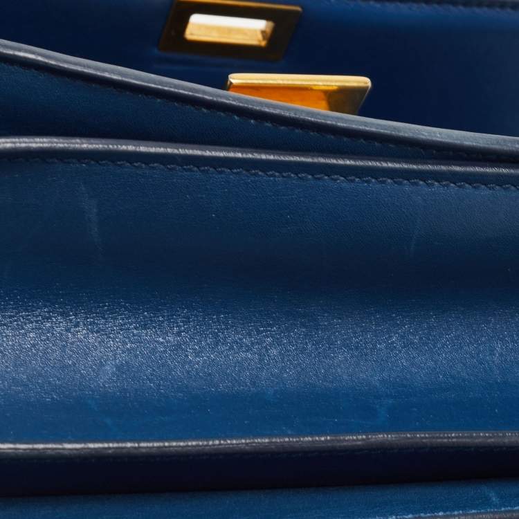 Pre Owned Celine Blue Leather Medium Classic Box Shoulder Bag
