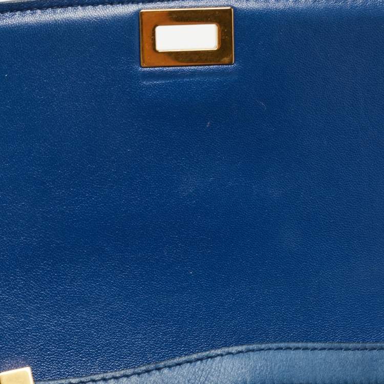 Pre Owned Celine Blue Leather Medium Classic Box Shoulder Bag