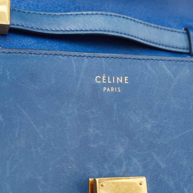 Pre Owned Celine Blue Leather Medium Classic Box Shoulder Bag