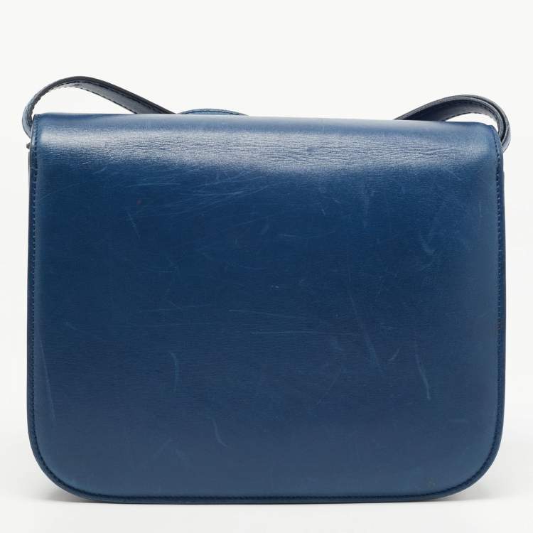 Pre Owned Celine Blue Leather Medium Classic Box Shoulder Bag