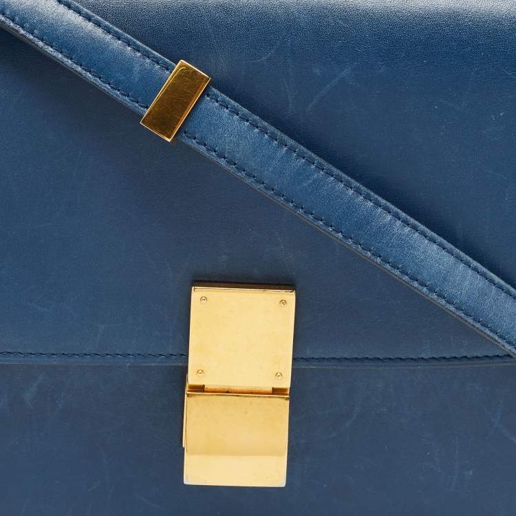 Pre Owned Celine Blue Leather Medium Classic Box Shoulder Bag