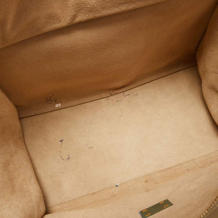 Pre Owned Celine Beige/Black Leather and Suede Medium Trapeze Top Handle Bag