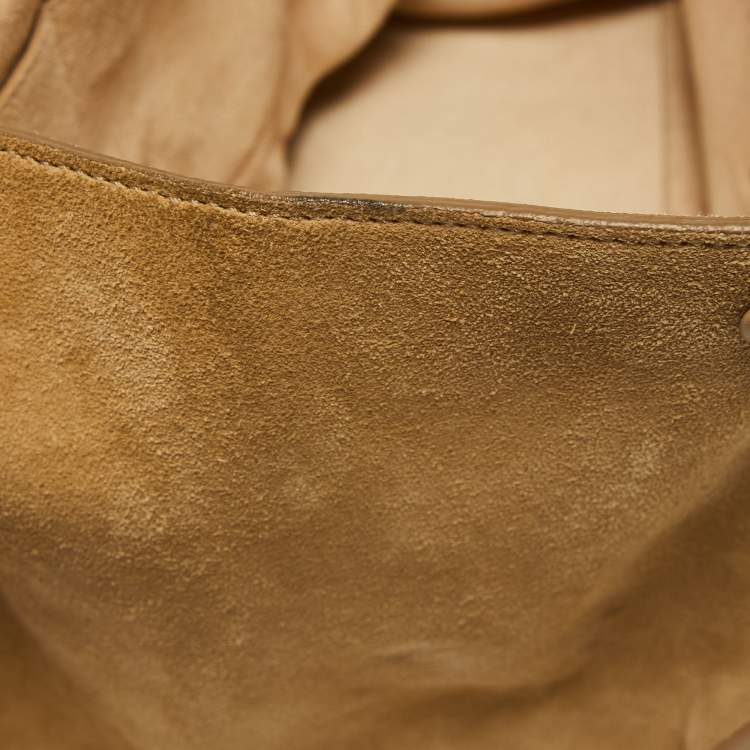 Pre Owned Celine Beige/Black Leather and Suede Medium Trapeze Top Handle Bag