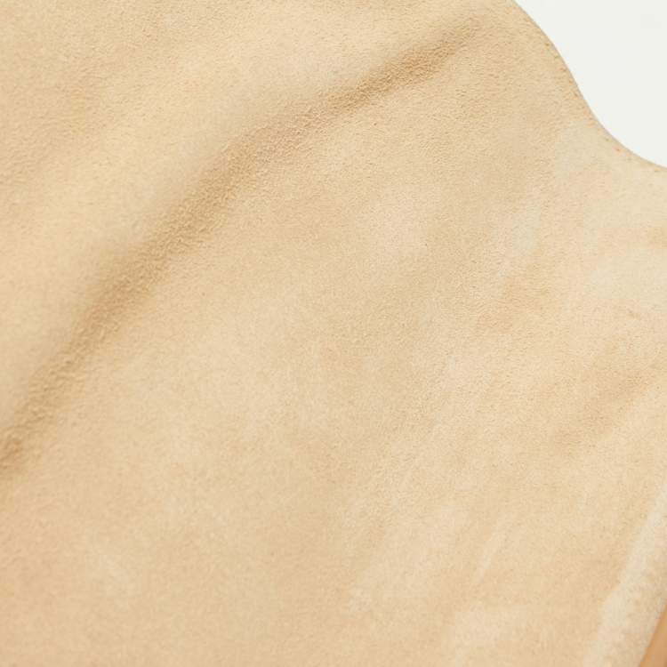 Pre Owned Celine Beige/Black Leather and Suede Medium Trapeze Top Handle Bag