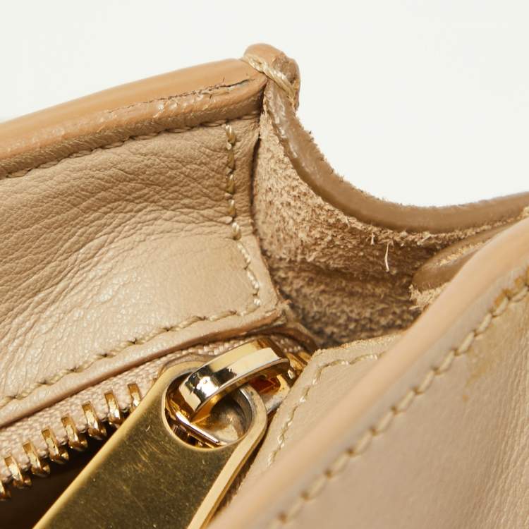Pre Owned Celine Beige/Black Leather and Suede Medium Trapeze Top Handle Bag