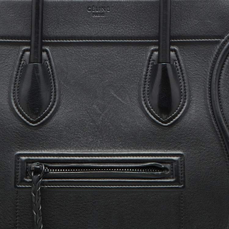 Pre Owned Celine Black Leather Medium Phantom Luggage Tote