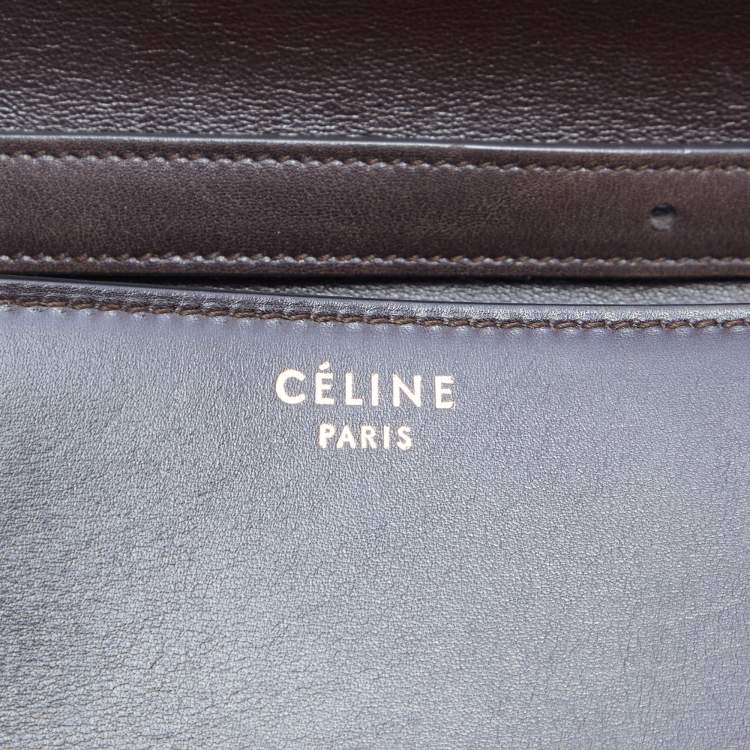 Pre Owned Celine Dark Brown Lizard and Leather Medium Classic Box Bag