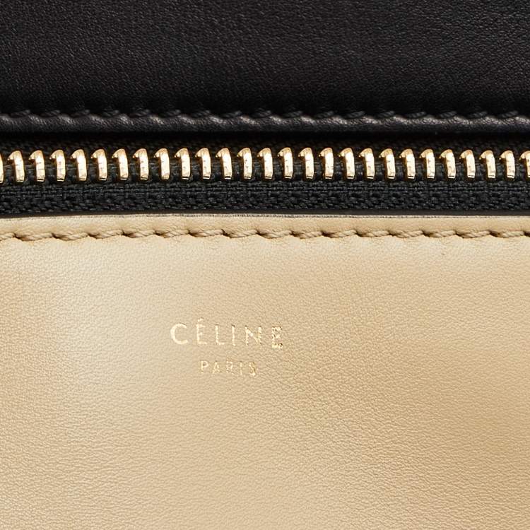 Pre Owned Celine Black/Beige Leather Medium Edge Top Handle Bag
