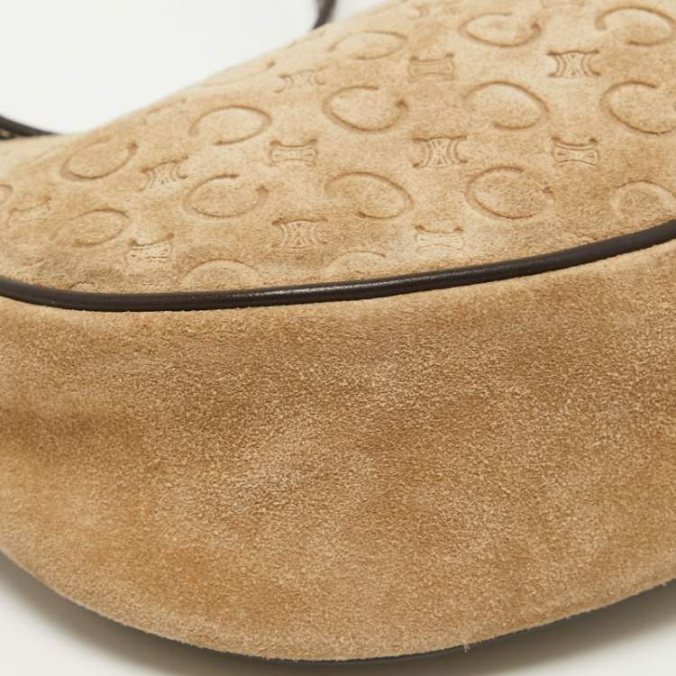 مملوكة مسبقًا Celine Beige Embossed Suede Vintage Ava Hobo