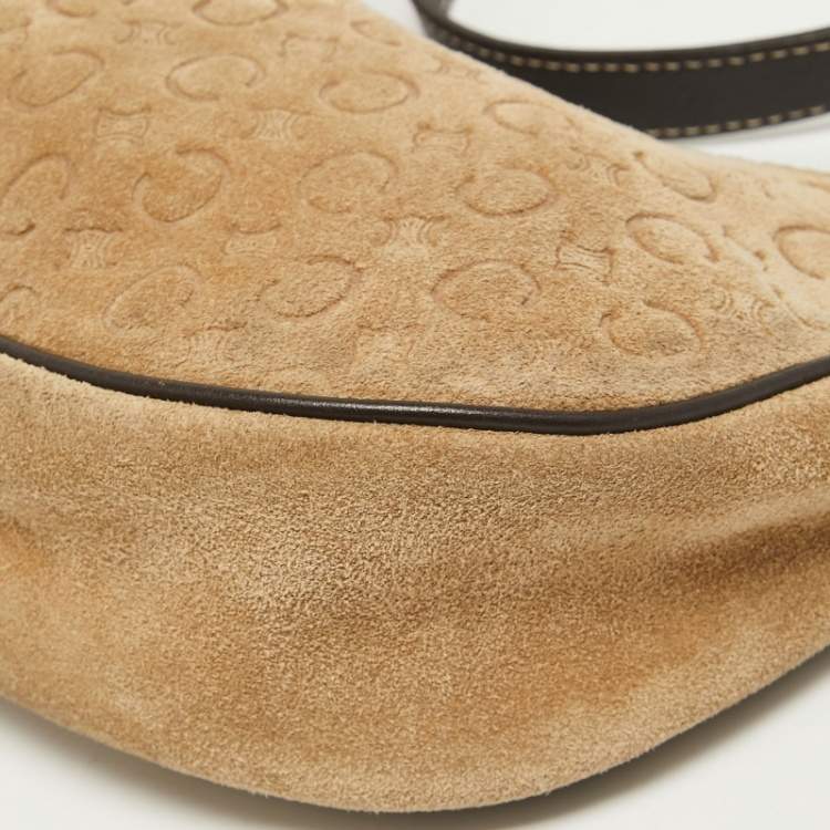 مملوكة مسبقًا Celine Beige Embossed Suede Vintage Ava Hobo