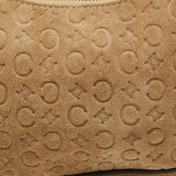 مملوكة مسبقًا Celine Beige Embossed Suede Vintage Ava Hobo