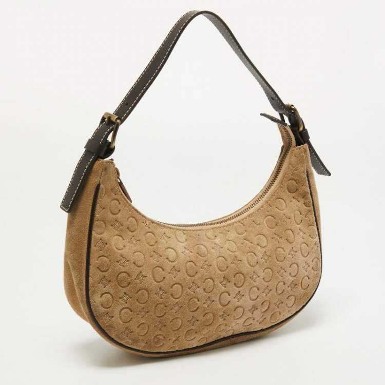 مملوكة مسبقًا Celine Beige Embossed Suede Vintage Ava Hobo