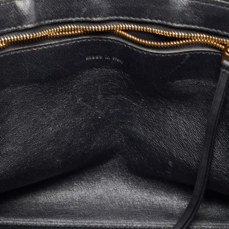 Pre Owned Céline Black/Off White Canvas and Leather Small Edge Bag