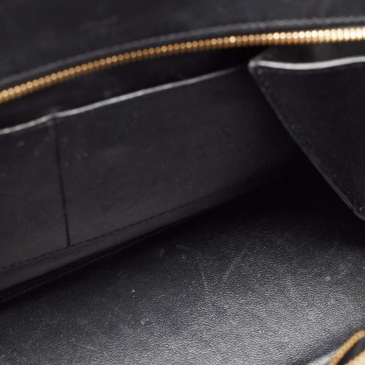 Pre Owned Céline Black/Off White Canvas and Leather Small Edge Bag