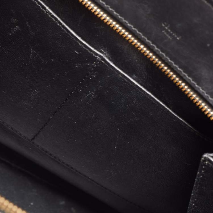 Pre Owned Céline Black/Off White Canvas and Leather Small Edge Bag