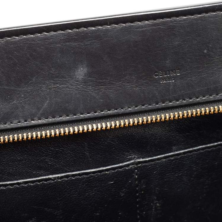 Pre Owned Céline Black/Off White Canvas and Leather Small Edge Bag