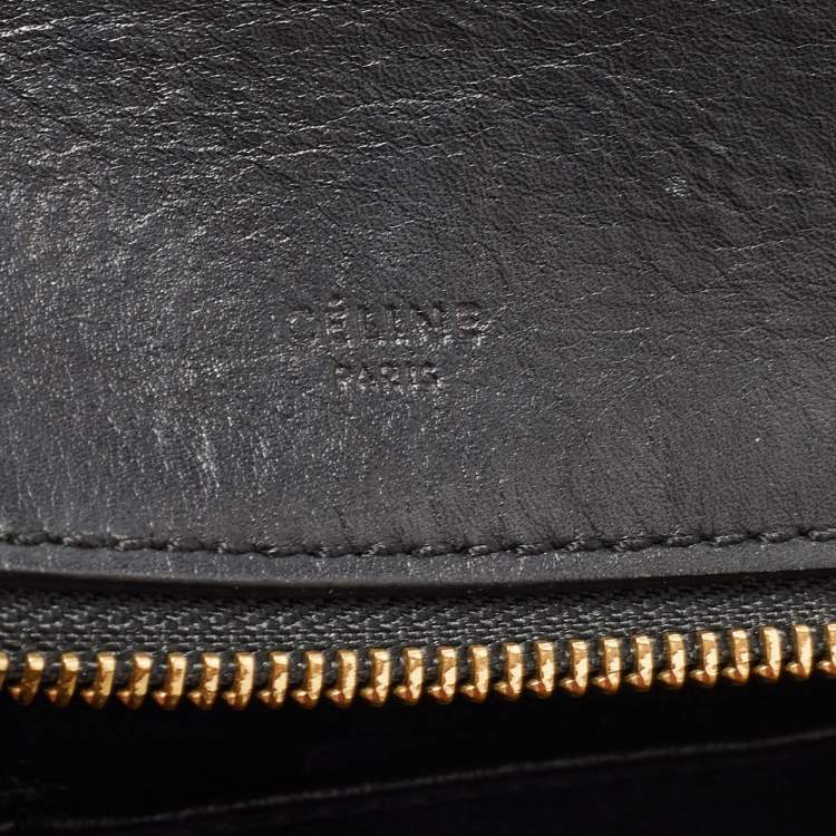 Pre Owned Céline Black/Off White Canvas and Leather Small Edge Bag