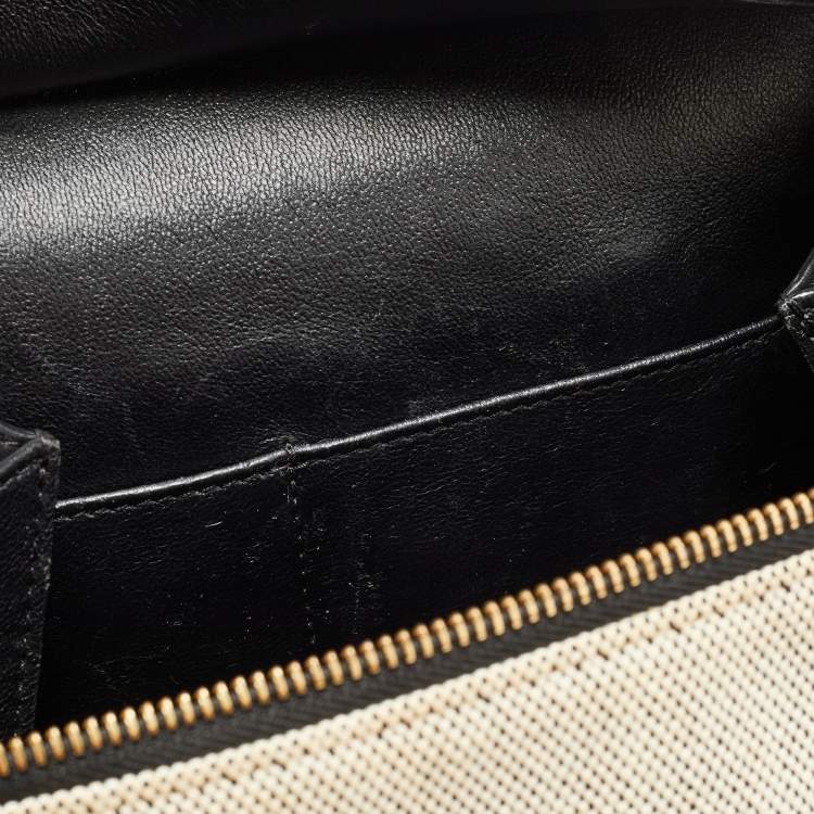 Pre Owned Céline Black/Off White Canvas and Leather Small Edge Bag