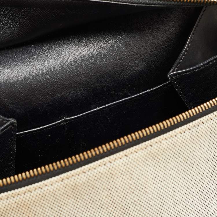 Pre Owned Céline Black/Off White Canvas and Leather Small Edge Bag