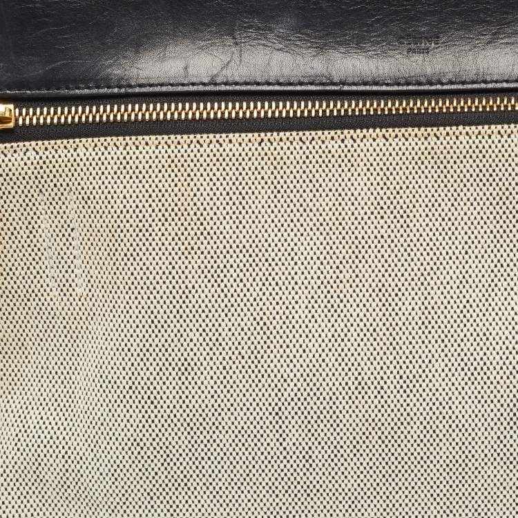 Pre Owned Céline Black/Off White Canvas and Leather Small Edge Bag