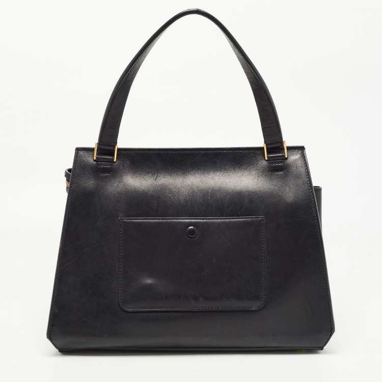 Pre Owned Céline Black/Off White Canvas and Leather Small Edge Bag