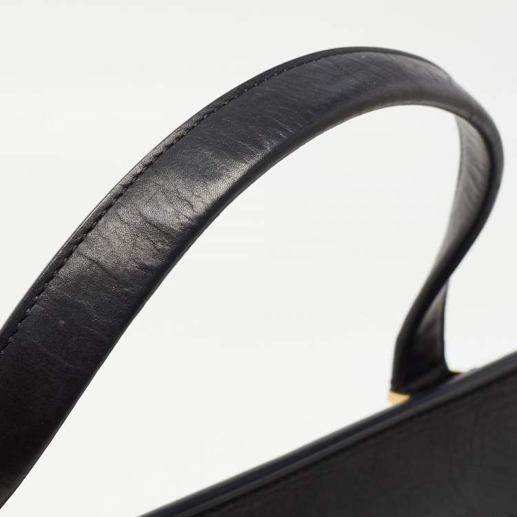 Pre Owned Céline Black/Off White Canvas and Leather Small Edge Bag