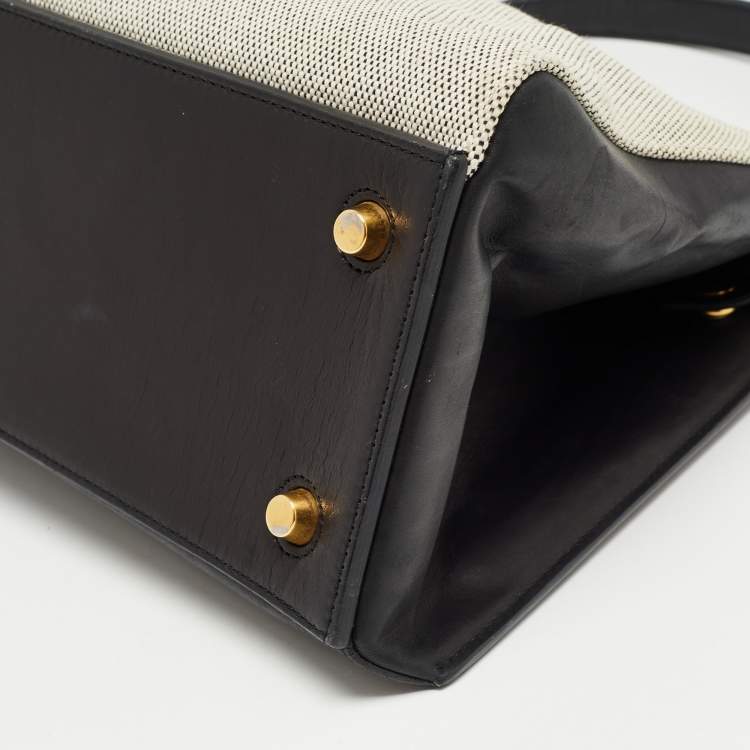 Pre Owned Céline Black/Off White Canvas and Leather Small Edge Bag
