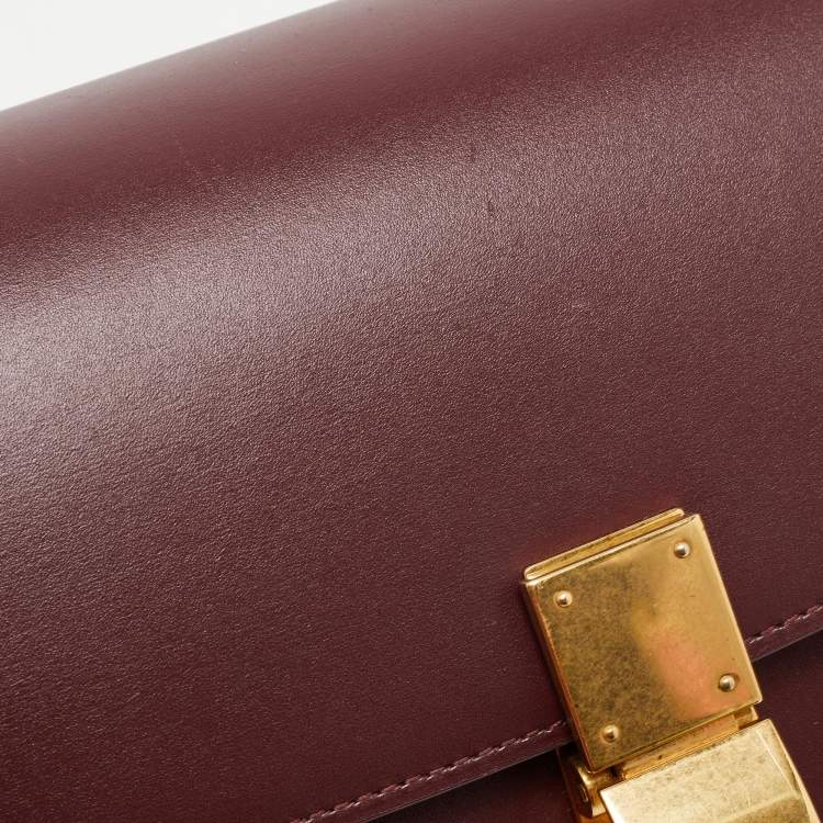 Pre Owned Celine Red Leather Small Classic Box Flap Bag