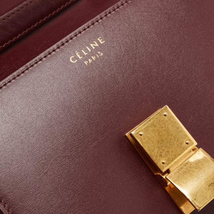Pre Owned Celine Red Leather Small Classic Box Flap Bag