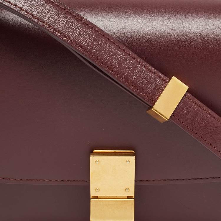 Pre Owned Celine Red Leather Small Classic Box Flap Bag