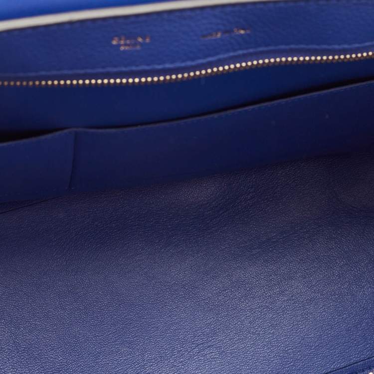 Pre Owned Celine Blue Leather and Suede Medium Trapeze Top Handle Bag
