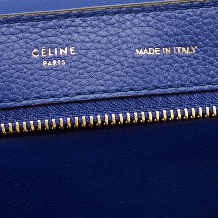 Pre Owned Celine Blue Leather and Suede Medium Trapeze Top Handle Bag