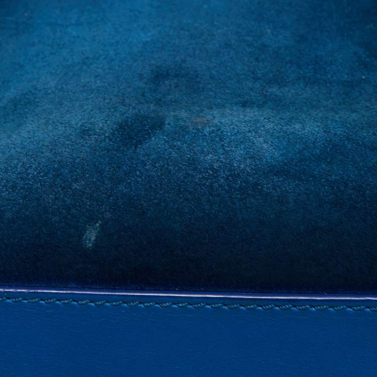 Pre Owned Celine Blue Leather and Suede Medium Phantom Luggage Tote