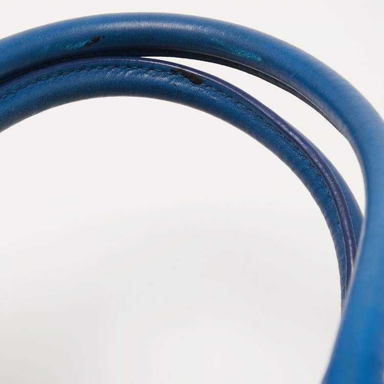 Pre Owned Celine Blue Leather and Suede Medium Phantom Luggage Tote