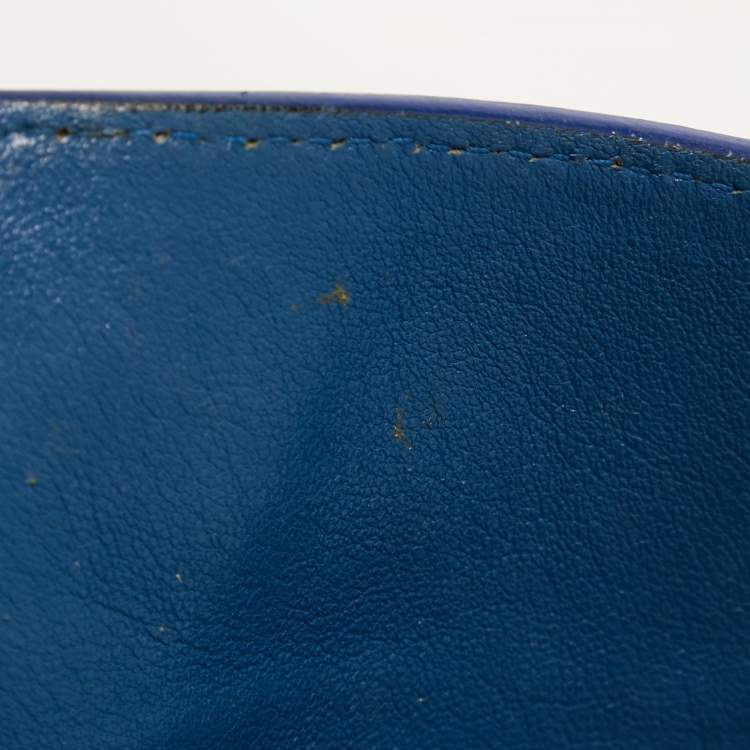 Pre Owned Celine Blue Leather and Suede Medium Phantom Luggage Tote