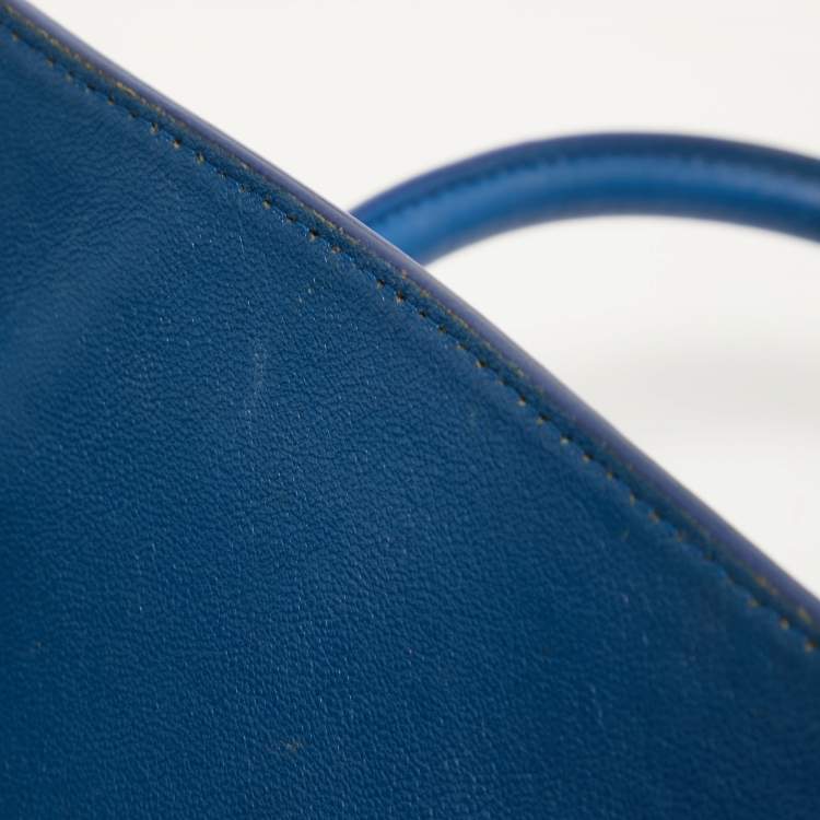 Pre Owned Celine Blue Leather and Suede Medium Phantom Luggage Tote