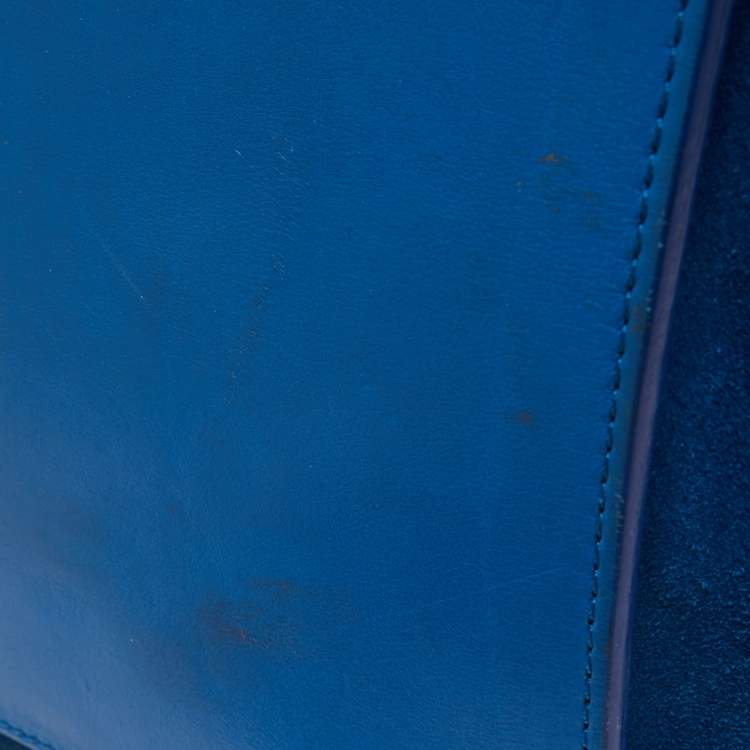 Pre Owned Celine Blue Leather and Suede Medium Phantom Luggage Tote