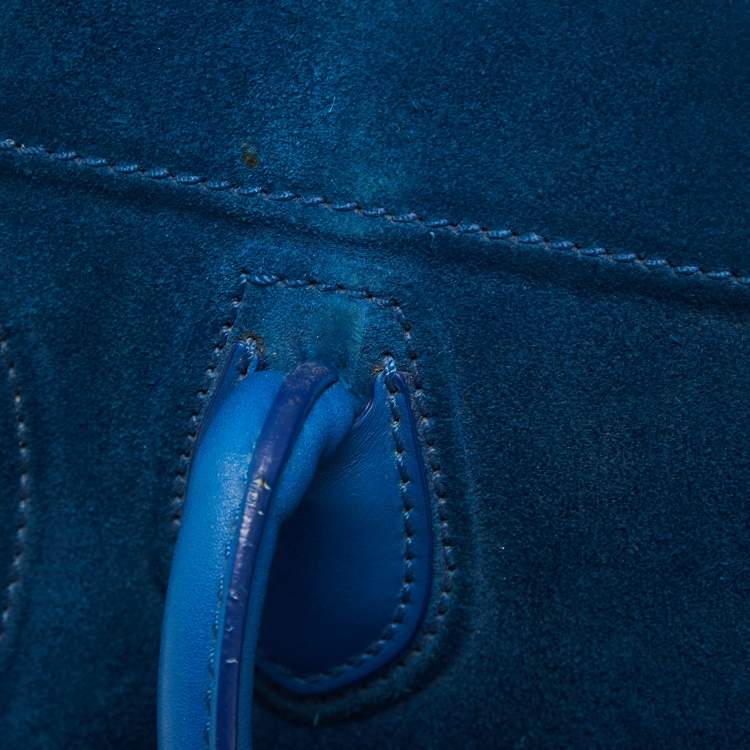 Pre Owned Celine Blue Leather and Suede Medium Phantom Luggage Tote