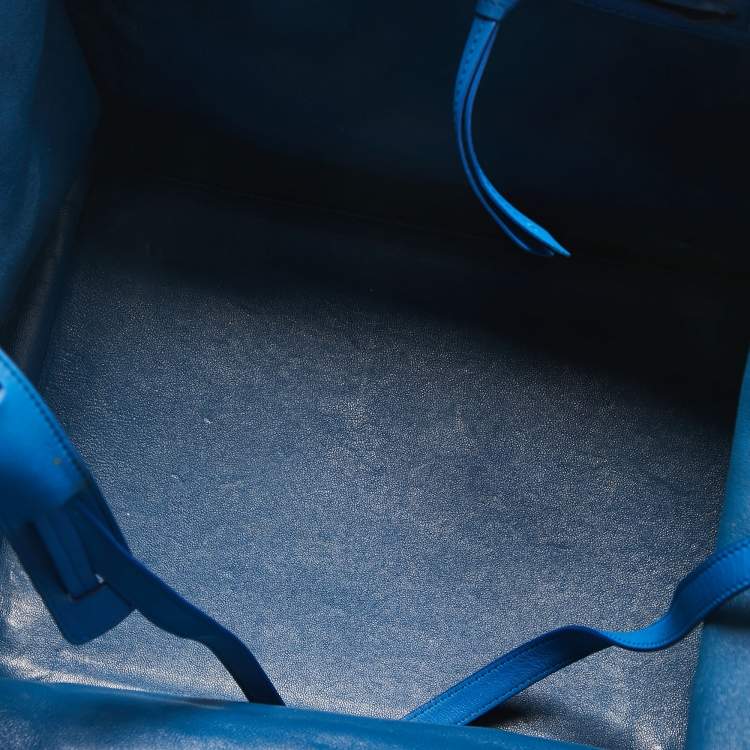 Pre Owned Celine Blue Leather and Suede Medium Phantom Luggage Tote