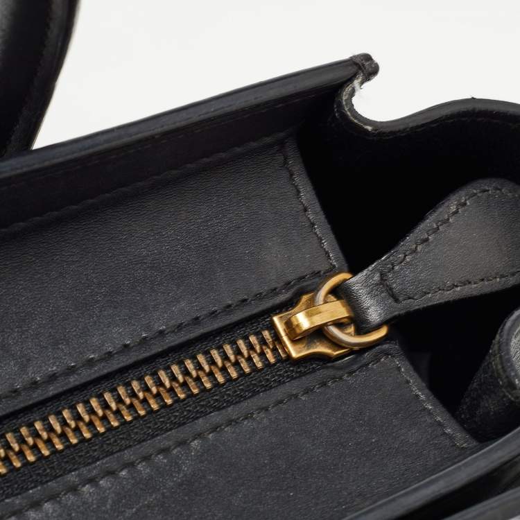 Pre Owned Celine Black Leather Nano Luggage Tote