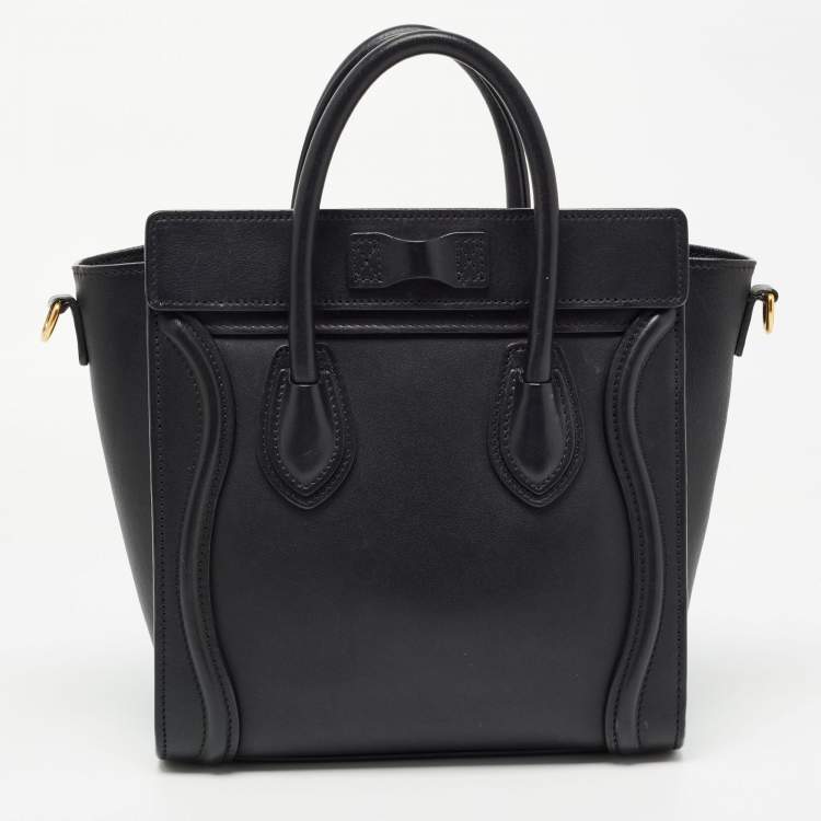 Pre Owned Celine Black Leather Nano Luggage Tote